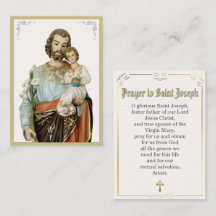 Saint Joseph Catholic Devotional Prayer Card