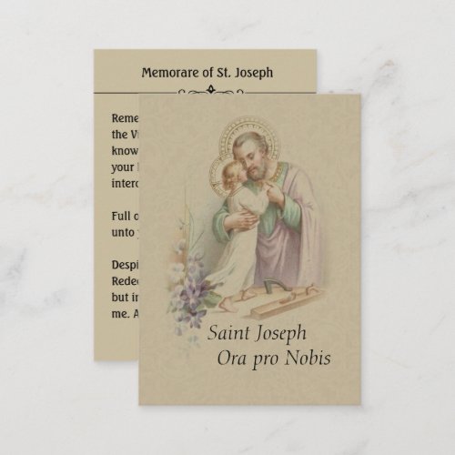 Saint Joseph Child Jesus  Memorare Holy Card