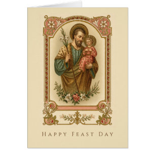 Saint Joseph Child Jesus Vintage Catholic Blessing Cards