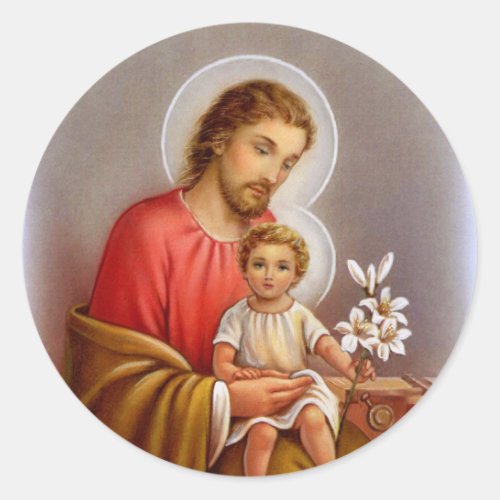 Saint Joseph feast day little saints of spring Classic Round Sticker