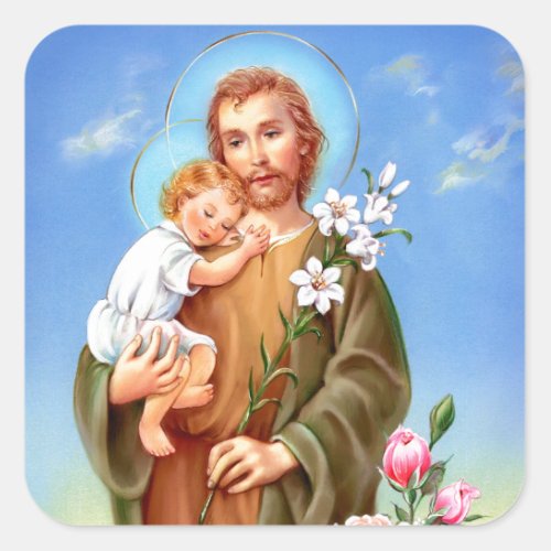 Saint Joseph feast day little saints of spring Square Sticker