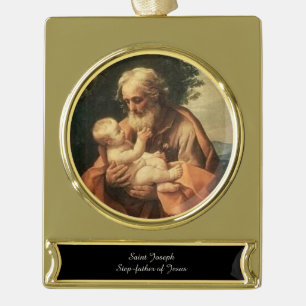Saint Joseph Gold Plated Banner Ornament