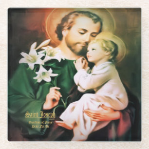 Saint Joseph Guardian of Jesus Glass Coaster