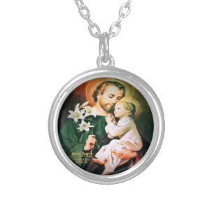 Saint Joseph Guardian of Jesus Silver Plated Necklace