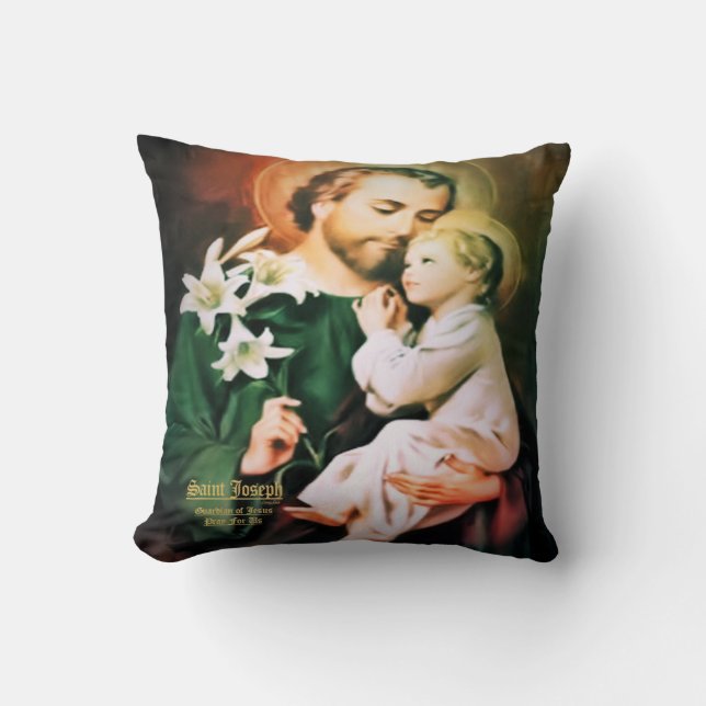 Saint Joseph Guardian of Jesus Throw Pillow (Front)