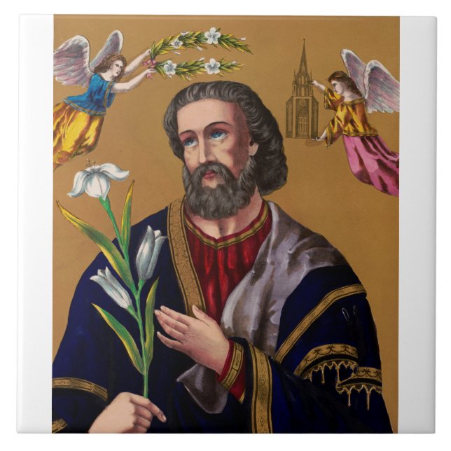 Saint Joseph Guardian of the Holy Family Ceramic Tile (Front)