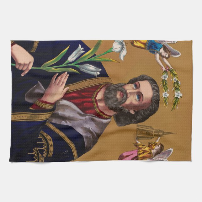 Saint Joseph Guardian of the Holy Family Kitchen Towel (Horizontal)