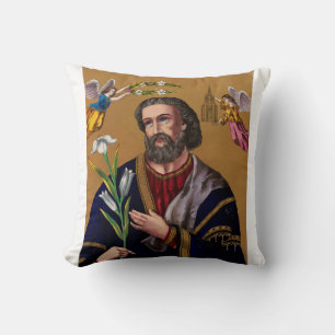 Saint Joseph Guardian of the Holy Family Throw Pillow