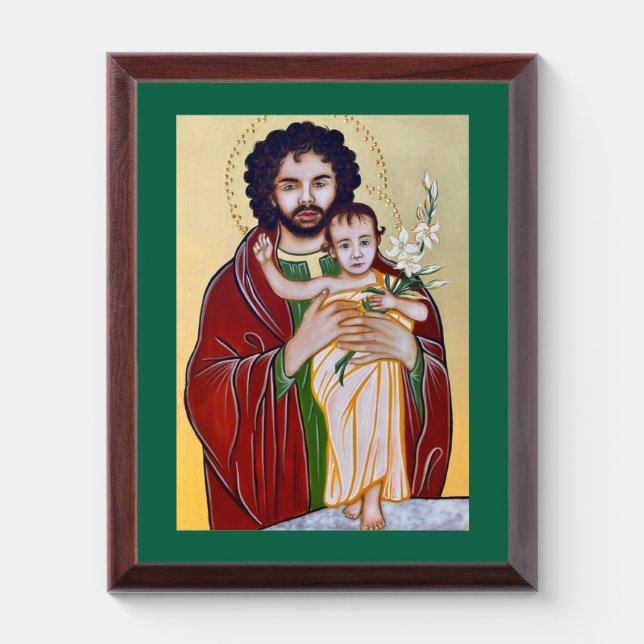 Saint Joseph & Jesus Icon  Award Plaque (Vertical)