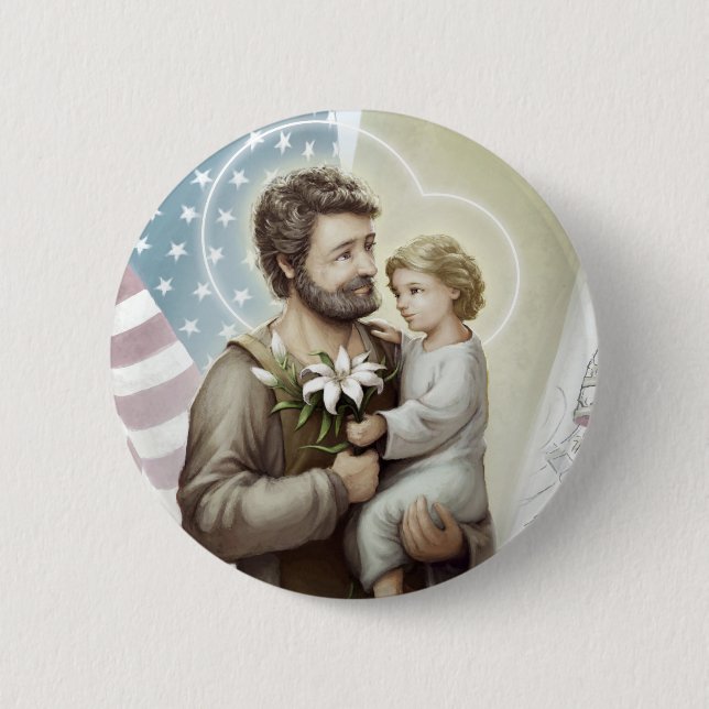 Saint Joseph the Protector Pinback Button (Front)