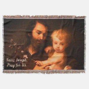 Saint Joseph with Christ Child Throw Blanket