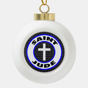 Saint Jude Ceramic Ball Christmas Ornament
