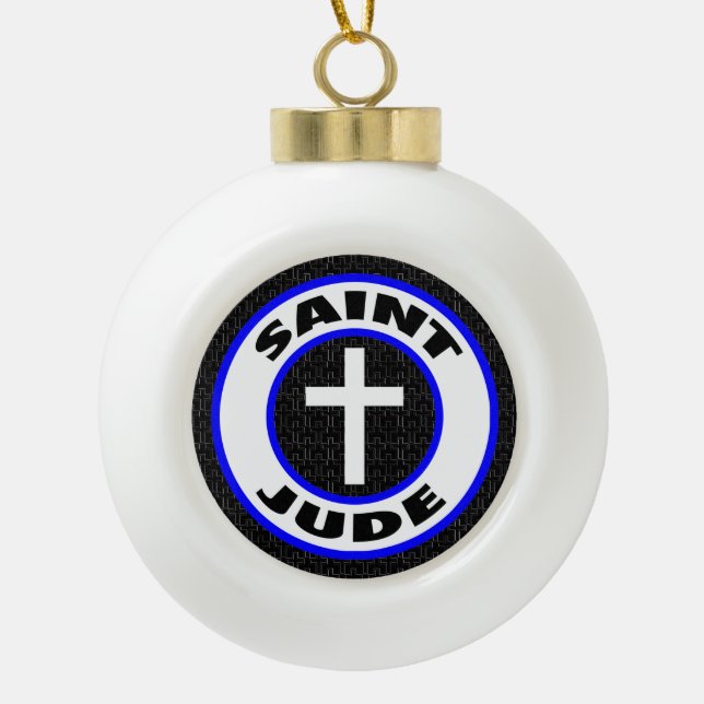 Saint Jude Ceramic Ball Christmas Ornament (Front)