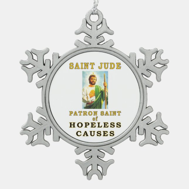 SAINT JUDE SNOWFLAKE PEWTER CHRISTMAS ORNAMENT (Front)