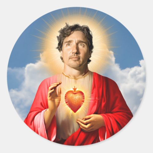 Saint Justin Trudeau Prayer Candle Classic Round Sticker