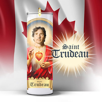 Saint Justin Trudeau Prayer Candle Sticker by Politicaltshirts at Zazzle
