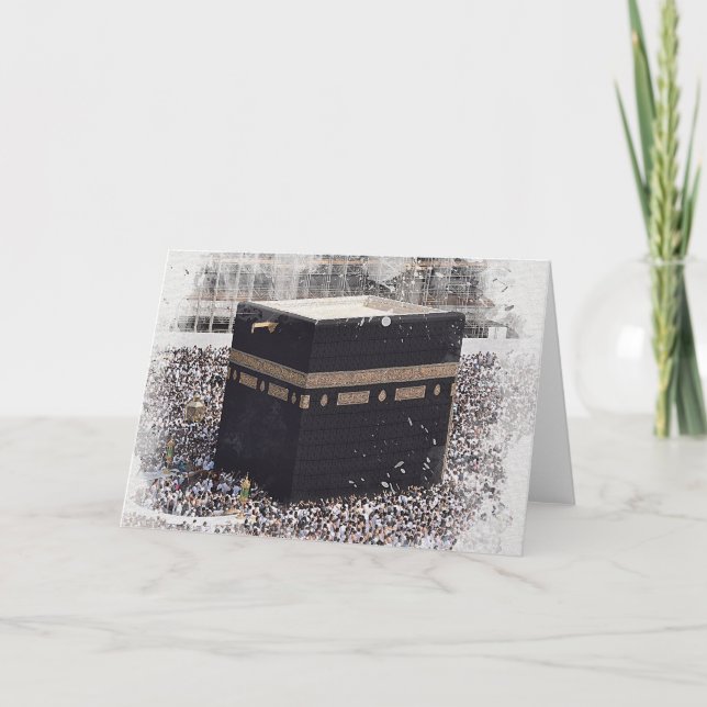 Saint Kaaba, Masjid Al Haram, watercolour illustra Card (Front)