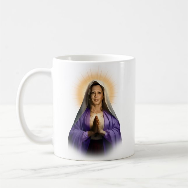 Saint Kamala Harris Prayer Candle Coffee Mug (Left)