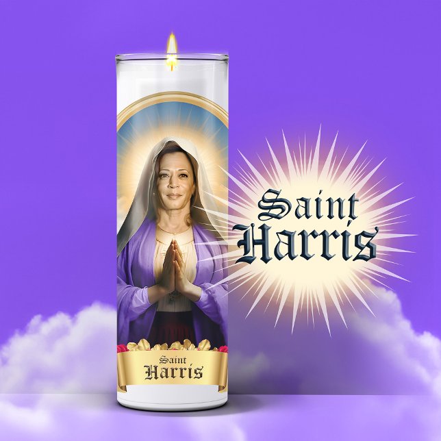 Saint Kamala Harris Prayer Candle Sticker (Saint Kamala Harris Devotional Prayer Candle Sticker Label)