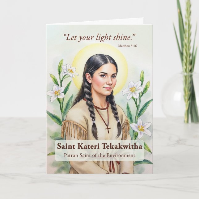 Saint Kateri Tekakwitha Religious Encouragement Card (Front)