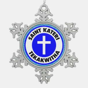 Saint Kateri Tekakwitha Snowflake Pewter Christmas Ornament