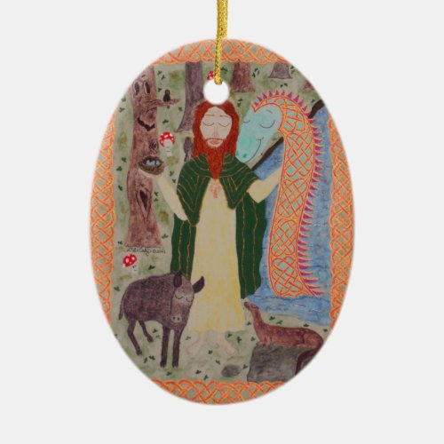 Saint Kevin of Glendalough Ceramic Ornament