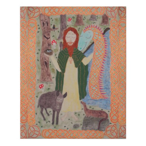 Saint Kevin of Glendalough Faux Canvas Print