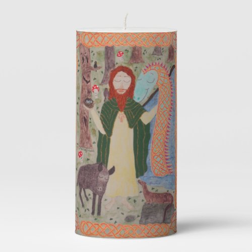 Saint Kevin of Glendalough Pillar Candle