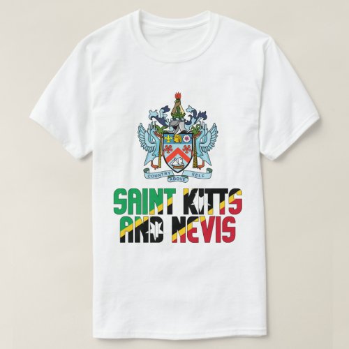 Saint Kitts and Nevis Flag and Coat Of Arms T_Shirt