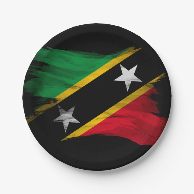 Saint Kitts and Nevis flag brush stroke Paper Plates (Front)