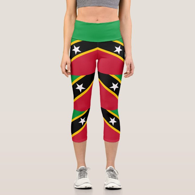 Saint Kitts and Nevis Flag Capri Leggings (Front)
