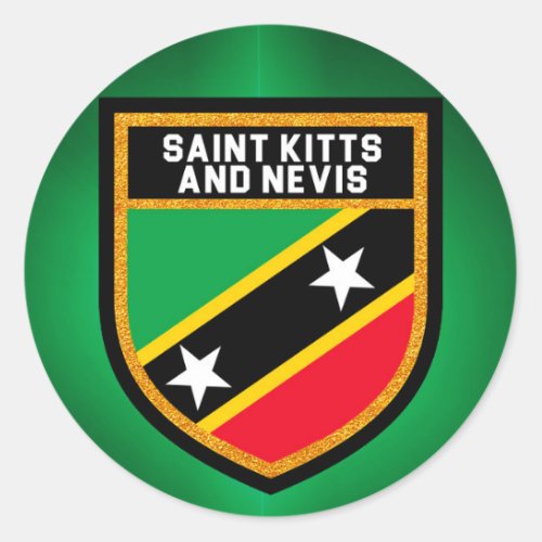 Saint Kitts And Nevis Flag Classic Round Sticker