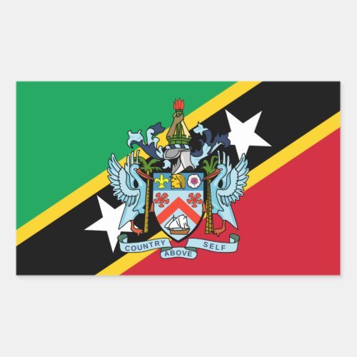 Saint Kitts and Nevis Flag  Coat of Arms Rectangular Sticker