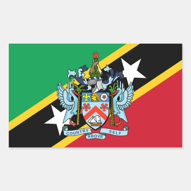 Saint Kitts and Nevis Flag & Coat of Arms Rectangular Sticker (Front)