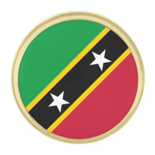 Saint Kitts and Nevis Flag Gold Finish Lapel Pin