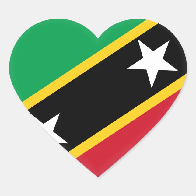 Saint Kitts and Nevis Flag Heart Sticker (Front)