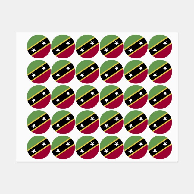 Saint Kitts and Nevis flag Labels (Sheet)