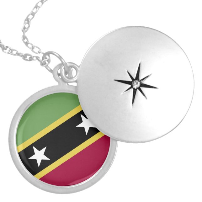 Saint Kitts and Nevis flag Locket Necklace (Front)