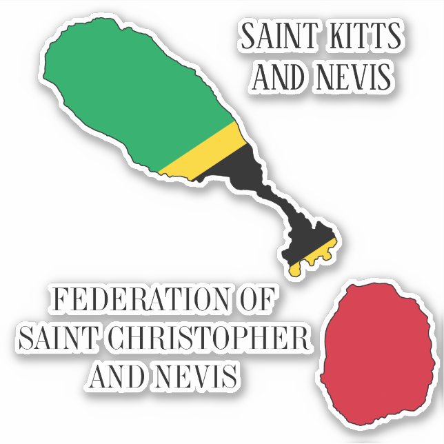 Saint Kitts and Nevis Flag Map Sticker (Front)