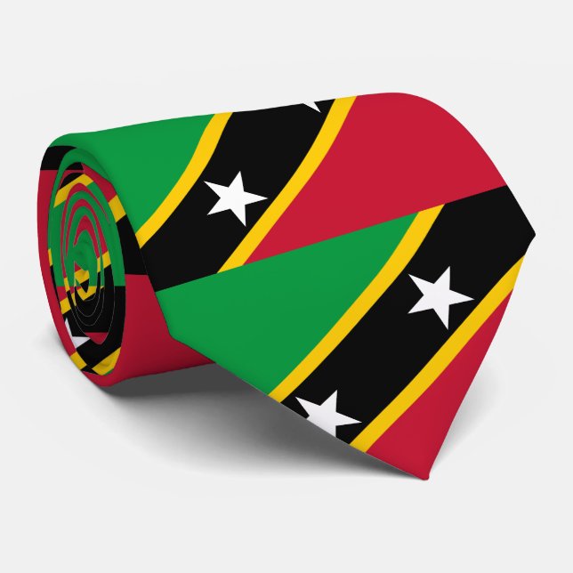 Saint Kitts and Nevis Flag Neck Tie (Rolled)