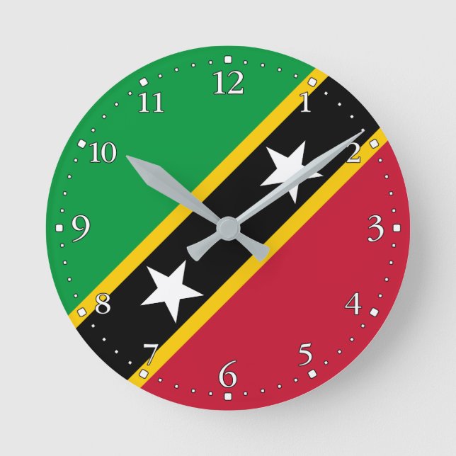 Saint Kitts and Nevis Flag Round Clock (Front)