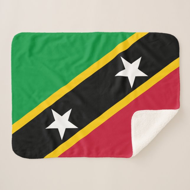 Saint Kitts and Nevis Flag Sherpa Blanket (Front (Horizontal))