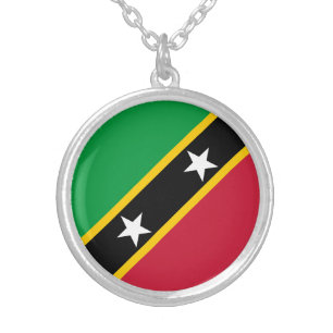 Saint Kitts and Nevis Flag Silver Plated Necklace