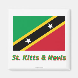 Saint Kitts and Nevis Flag with Name Magnet