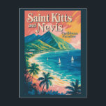 Saint Kitts and Nevis Landscape Illustration Retro Postcard<br><div class="desc">Saint Kitts and Nevis retro vector travel design. Saint Kitts and Nevis is a twin-island Caribbean nation known for its lush mountains,  volcanic landscapes,  and beautiful beaches. With a relaxed atmosphere,  historic towns,  and scenic coastal views,  it offers a peaceful tropical getaway.</div>