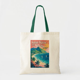 Saint Kitts and Nevis Landscape Illustration Retro Tote Bag