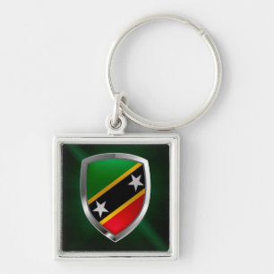 Saint Kitts and Nevis Metallic Emblem Keychain