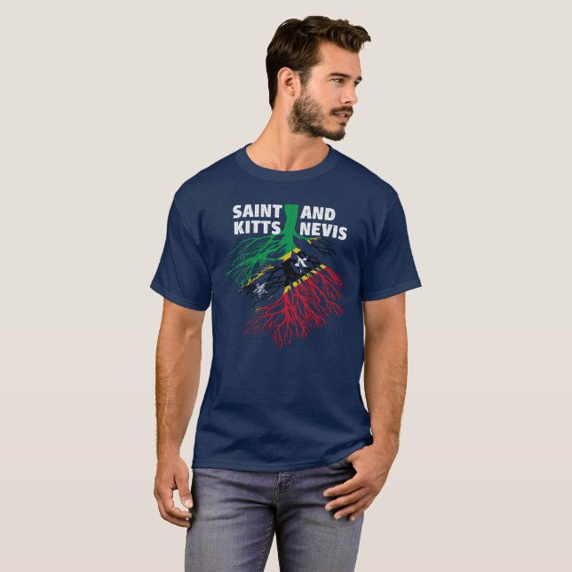 Saint Kitts and Nevis Roots Flag T-Shirt (Front Full)