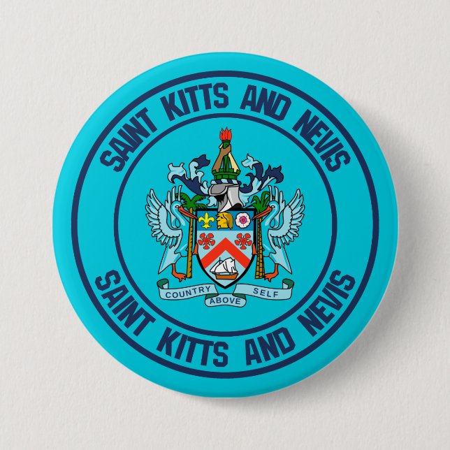 Saint Kitts and Nevis Round Emblem Button (Front)