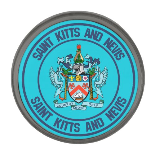 Saint Kitts and Nevis Round Emblem Gunmetal Finish Lapel Pin